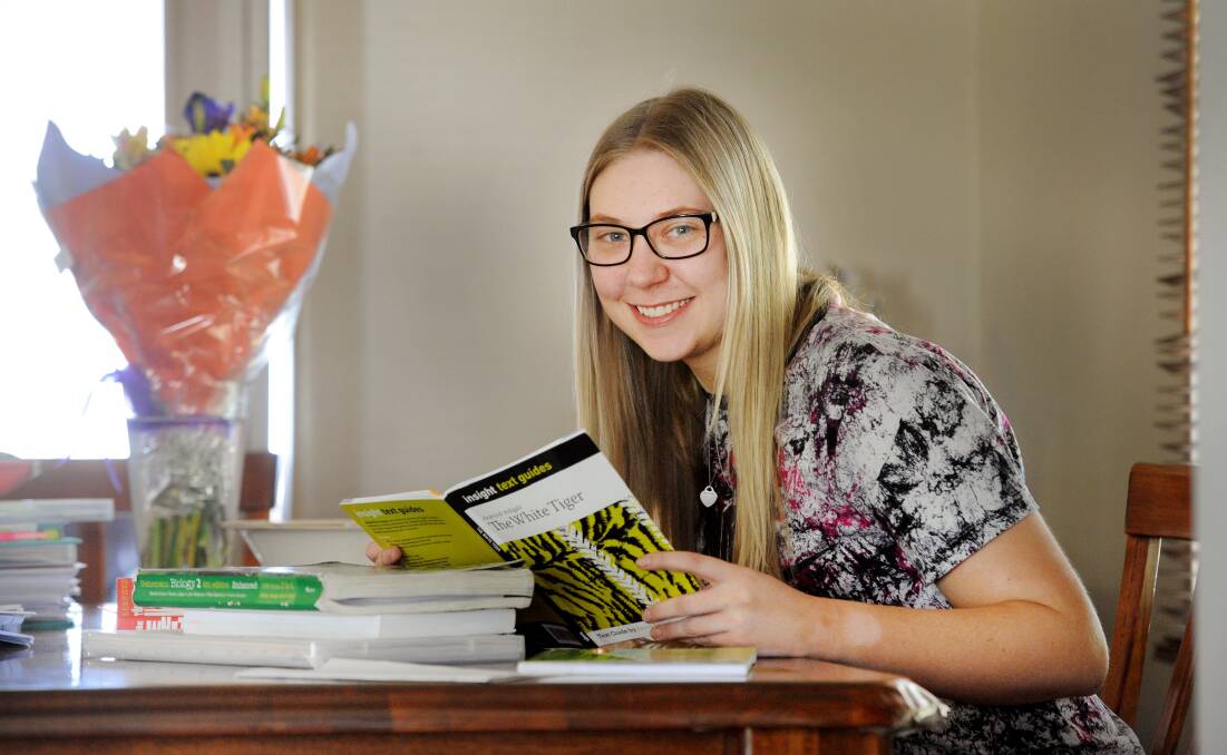 EXAM TIME: Horsham's St Brigid's College year 12 student Alana Hermans studies for exams. Picture: PAUL CARRACHER