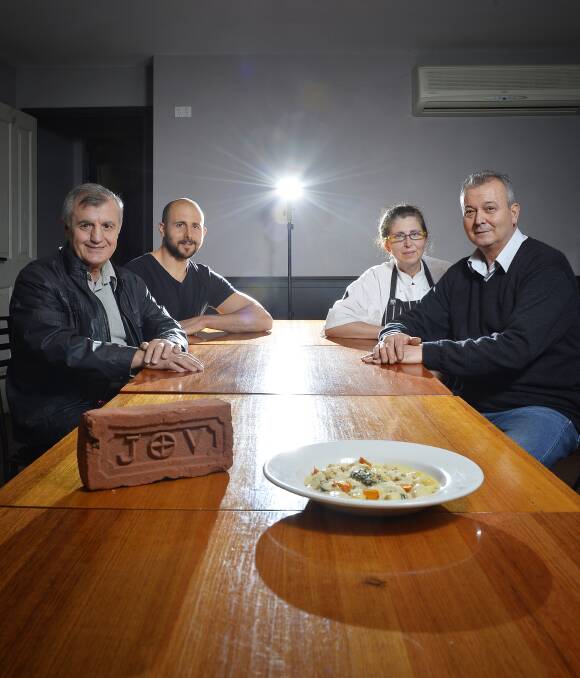 FOOD FIGHT: U3A's Luigi Soccio from U3A with The Food Gallery's head barrista Andrea Bruno, chef Toni Bruno and manager Pasquale Bruno. Picture: Dylan Burns