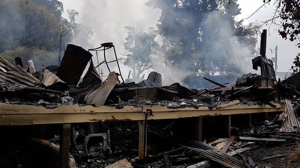 DESTROYED: A Spargo Creek couple had a lucky escape from their property which was destroyed by fire. 