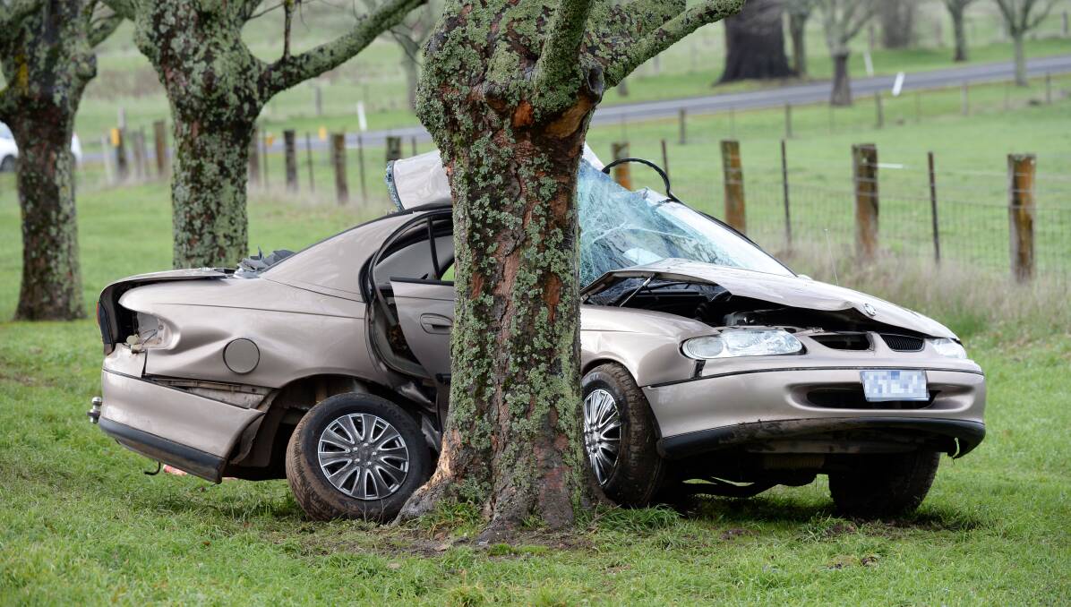 TRAGEDY: A Swan HIll couple died instantly when the car they were travelling in struck a tree. Police say black ice was the cause. Picture: Kate Healy 