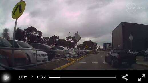 Video: Hoon almost hits pedestrian at Stockland Wendouree