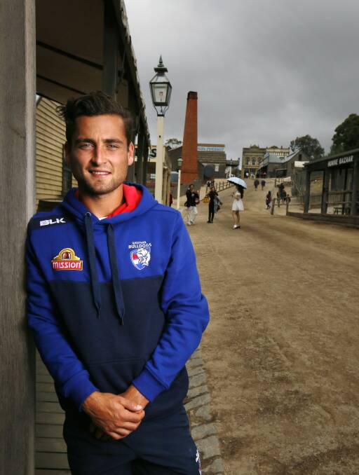 TERRITORY: Bulldog Luke Dahlhaus visits Sovereign Hill this year. The club's AFL grand final is set to reinforce Ballarat as a sport and tourist destination. Picture: Luka Kauzlaric