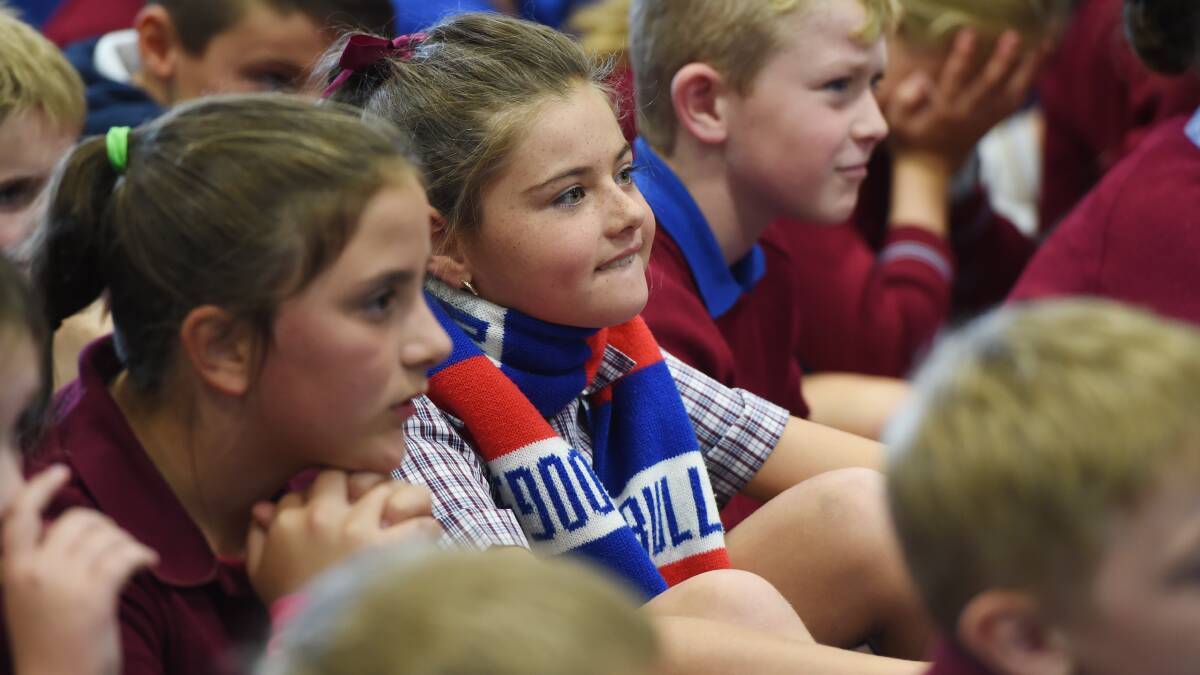 Wendouree Primary's Takaeya Cameronis ready for Bulldogs Read literacy program. Picture: Kate Healy