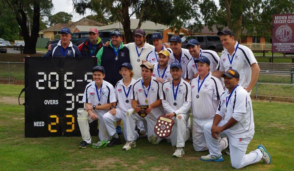 CELEBRATING: The victorious Newlyn side after winning the Ballarat Cricket Association one-day B-grade premiership.