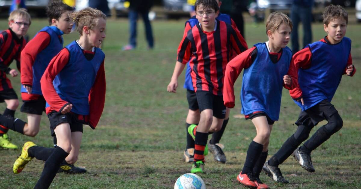 ON THE RUN: Otis Smith on the attack for Daylesford and Hepburn United Soccer Club's U11s during the weekend match.