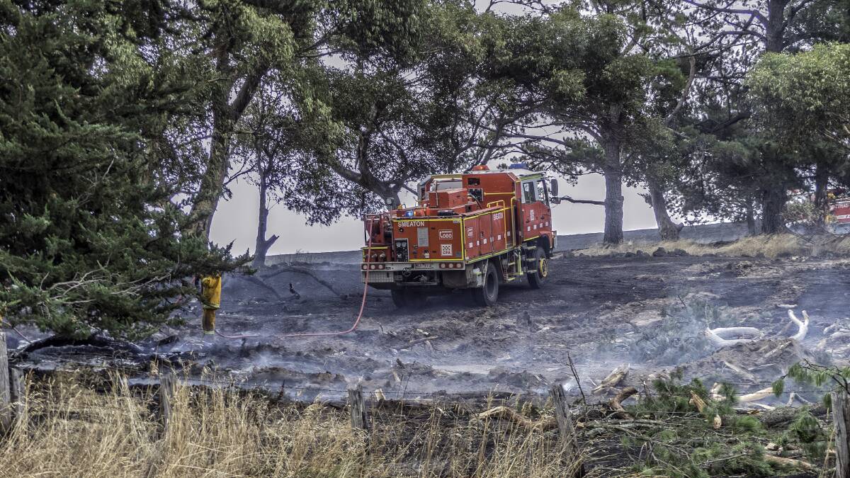 Blacking out: The Smeaton CFA truck assists at Mount Franklin.  Picture: Frank Van Der Hoeven.  