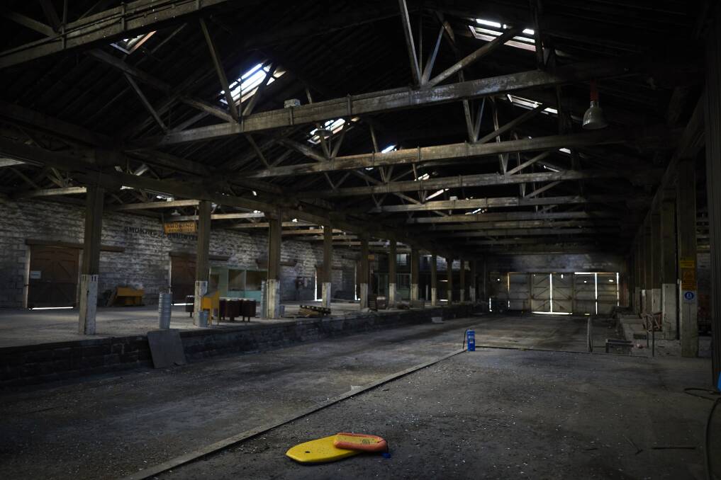 The interior of the dilapidated goods shed.  Picture: Luka Kauzlaric.  