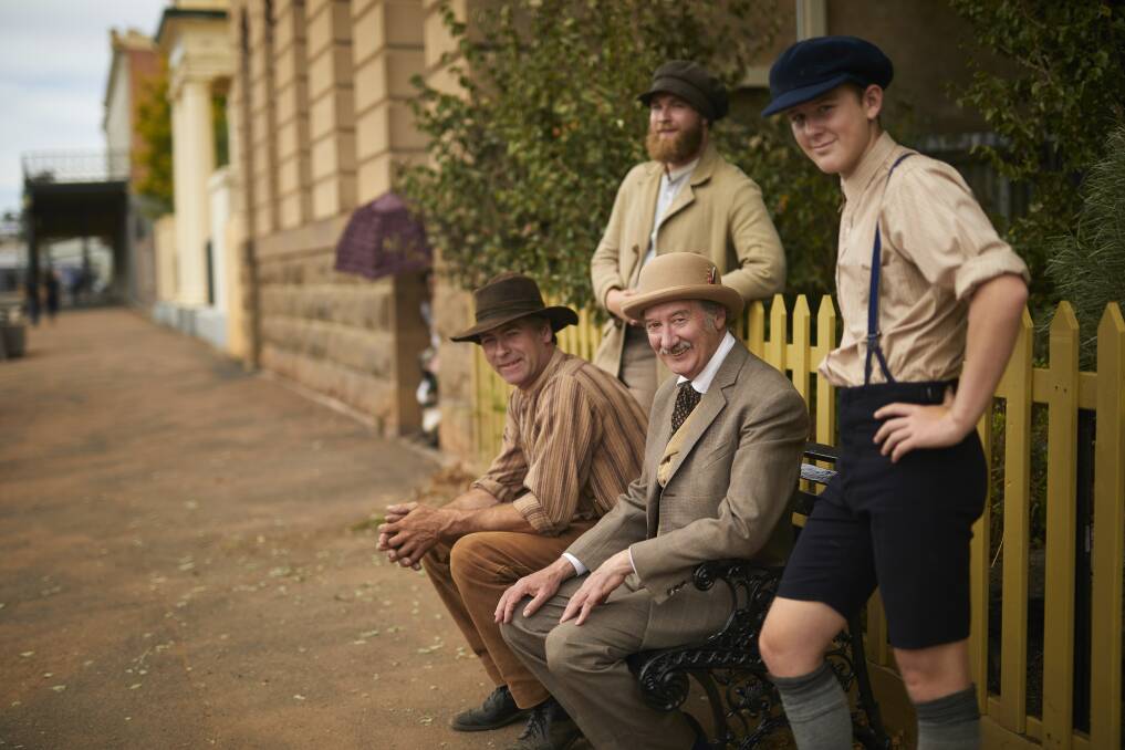 Action: Clunes was transformed for the filming of Picnic at Hanging Rock on Thursday and Friday, with locals recruited as extras.   