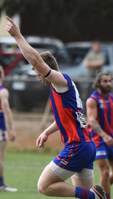 Top four spot: Hepburn's Jackson Hogan snagged two majors in the Burras' important win against Waubra on the weekend.  Picture: Lachlan Bence.  