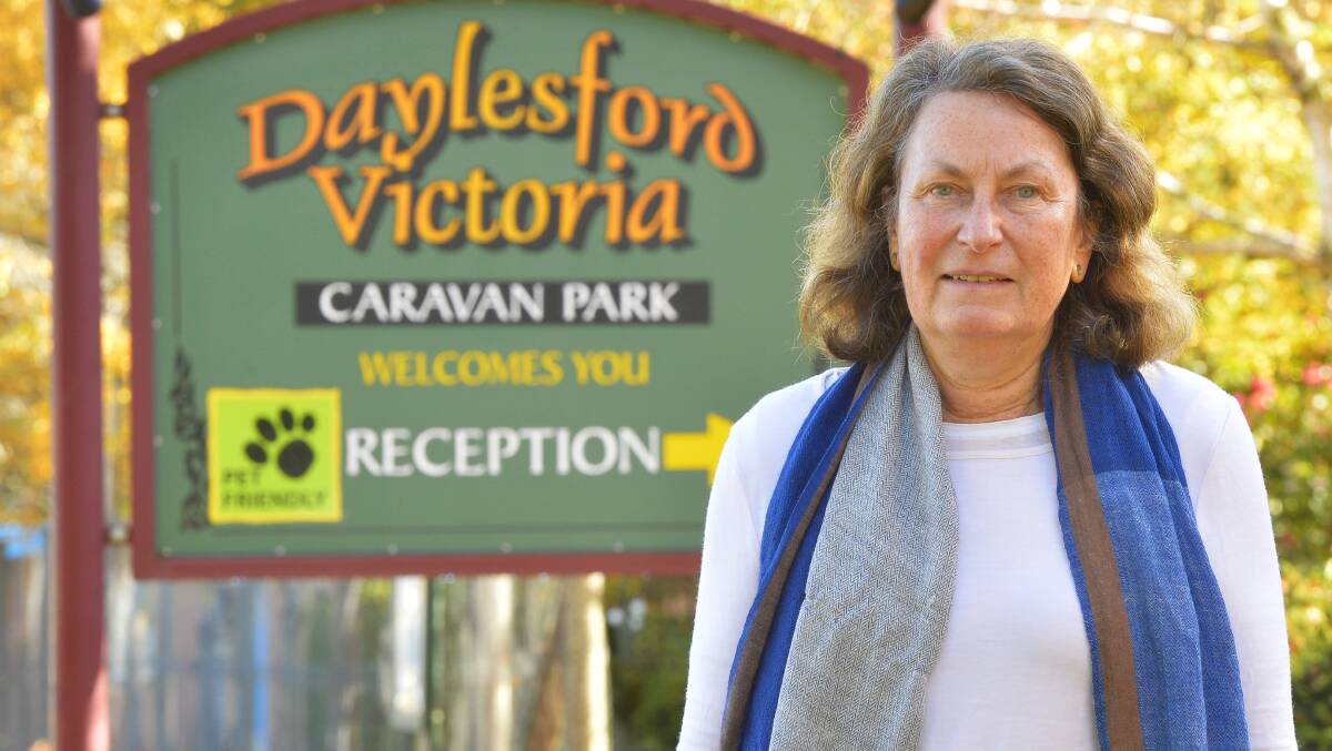 Councillor Kate Redwood out the front of the Daylesford Holiday Park.  Picture: Dylan Burns. 
