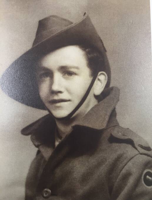 A child soldier: Tom Murphy shortly after enlisting in 1941. Picture: Paul Murphy.