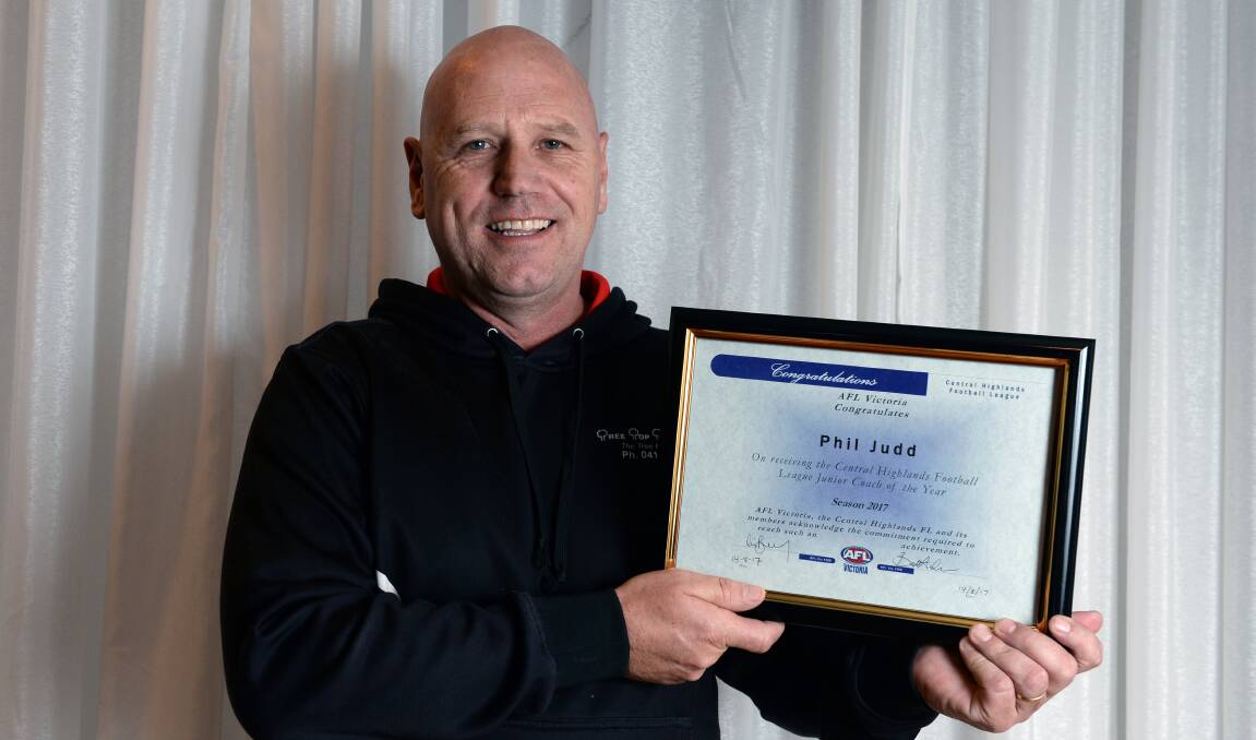 MENTOR: Creswick's Phil Judd was honoured for his work, being awarded with the AFL Goldfields junior community coach award.