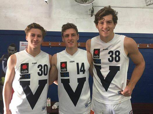 BIG V: Jordan Johnston, Callan Wellings and Lloyd Meek will play for Vic Country in the national under-18 championships.