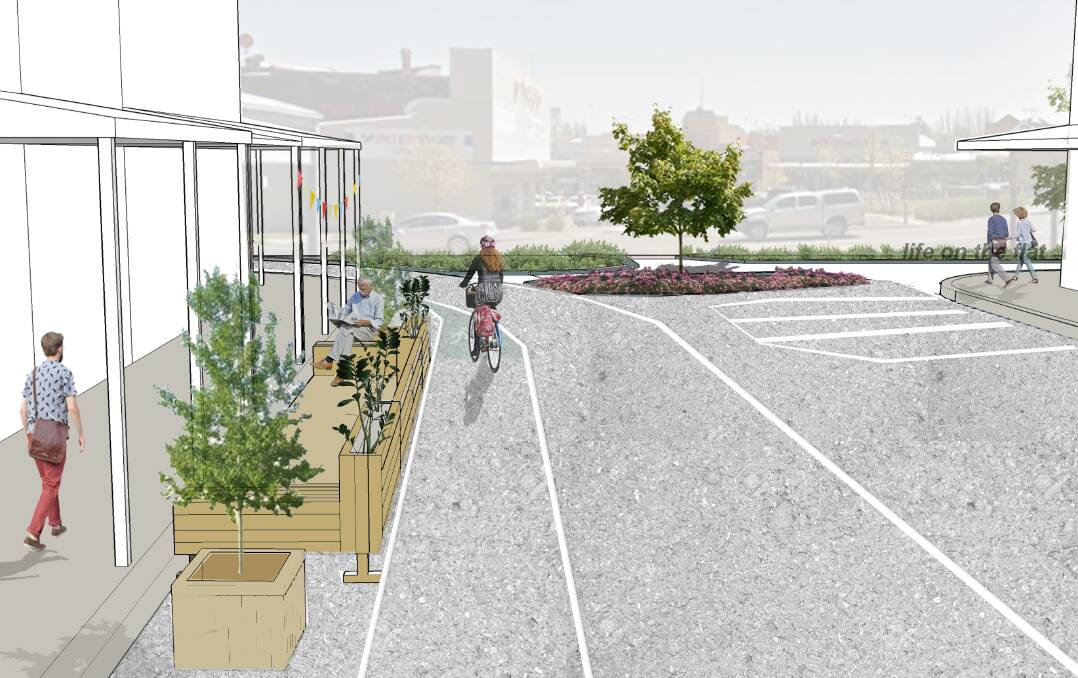 NEW LOOK: An artist's impression of the new look Main Road precinct between Little Bridge St and Humffray St South. 