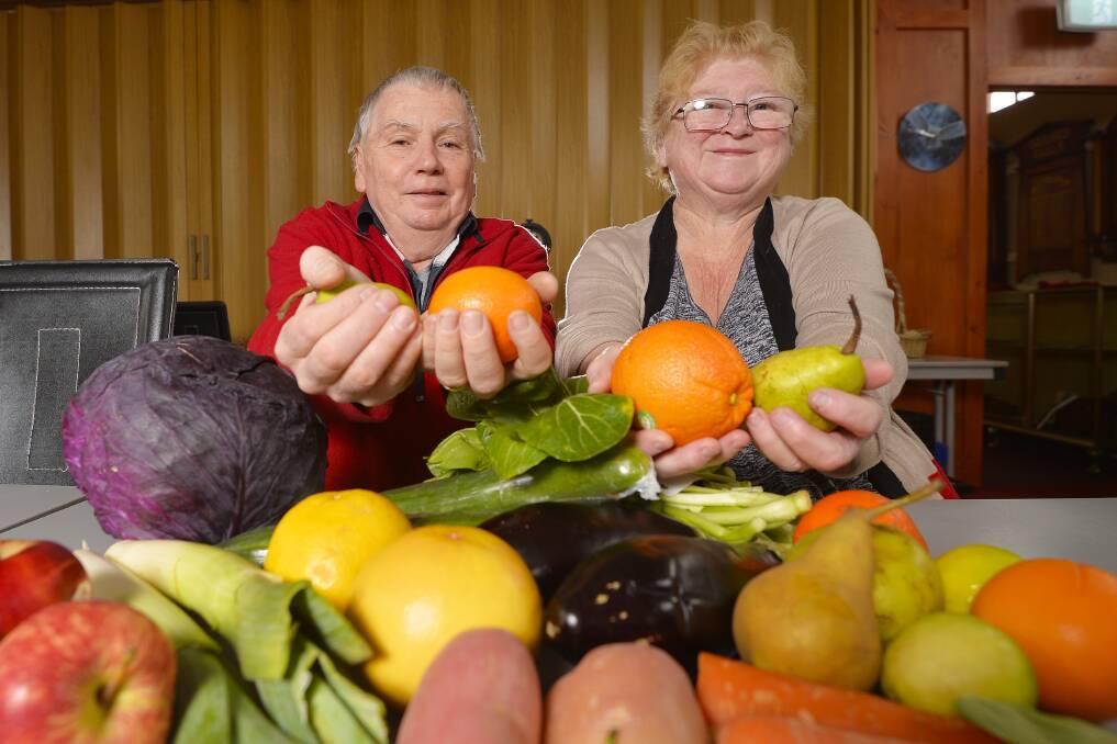 FRESH FOOD: Dayelsford Food Assistance Program volunteers Annette and Alan Thomas redistribute food to those in need and are hoping to build the program to expand the service to other areas in the shire. Picture: Dylan Burns. 
