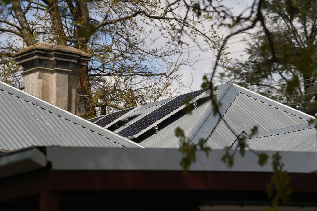 New solar panels installed at Creswick Neighbourhood Centre are expected to produce 55 per cent of electricity used on the site. Picture: Kate Healy. 