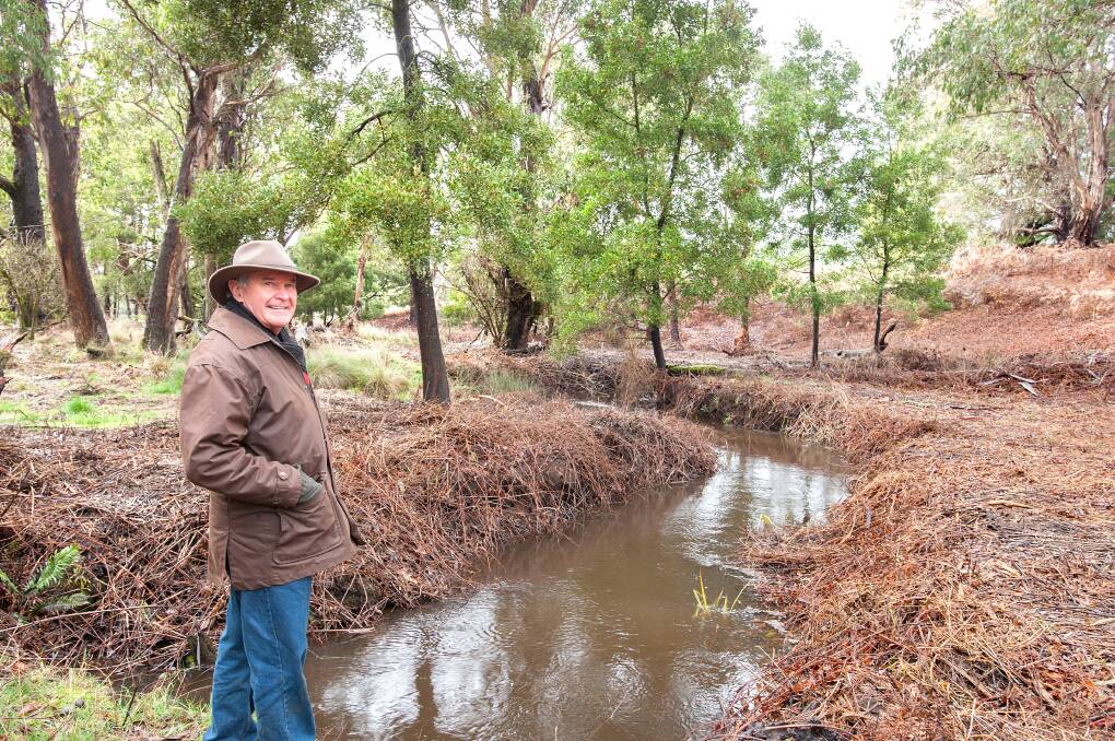 ON THE COLIBAN: Trentham and District Landcare member Michael Keaney will be involved in continuing restoration works. Picture: Sandy Scheltema. 