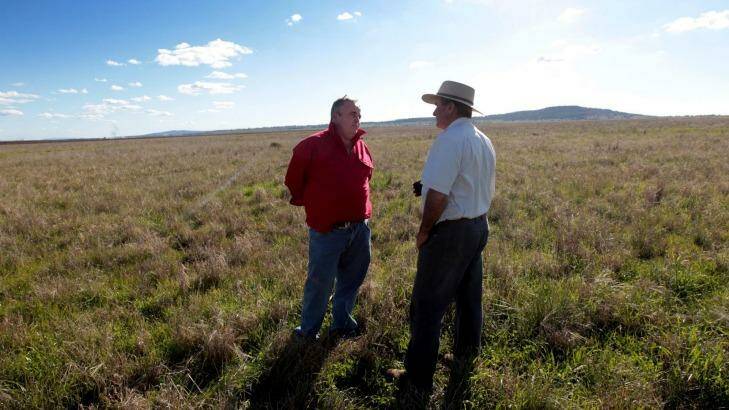 Andrew Pursehouse, who runs Breeza Station on the Liverpool Plains and Tim Duddy (left) denounced the government's decision, calling it "agricultural genocide".  Photo: Dean Sewell/Oculi/Reru 