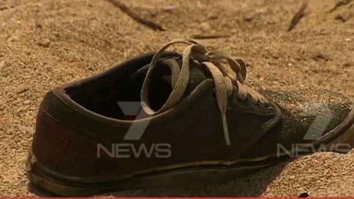 A shoe found at the campsite in Coorong National Park, where the backpackers had decided to stay over night. Photo: Seven News