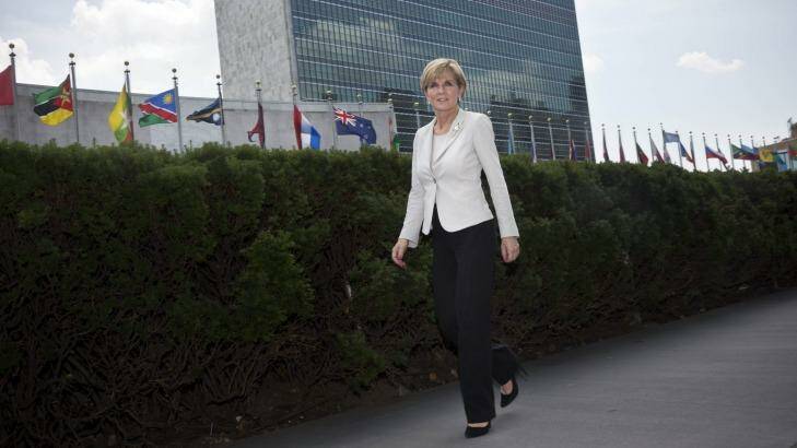 Foreign Minister Julie Bishop at the UN headquarters in New York. Photo: Trevor Collens