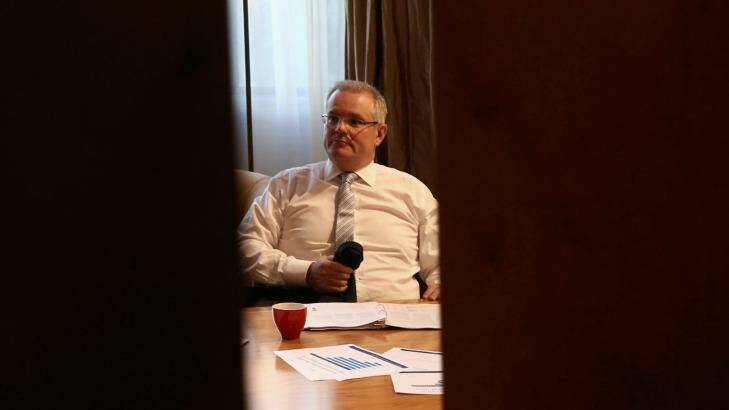 Treasurer Scott Morrison in the Prime Minister's suite at Parliament House on Monday. Photo: Andrew Meares