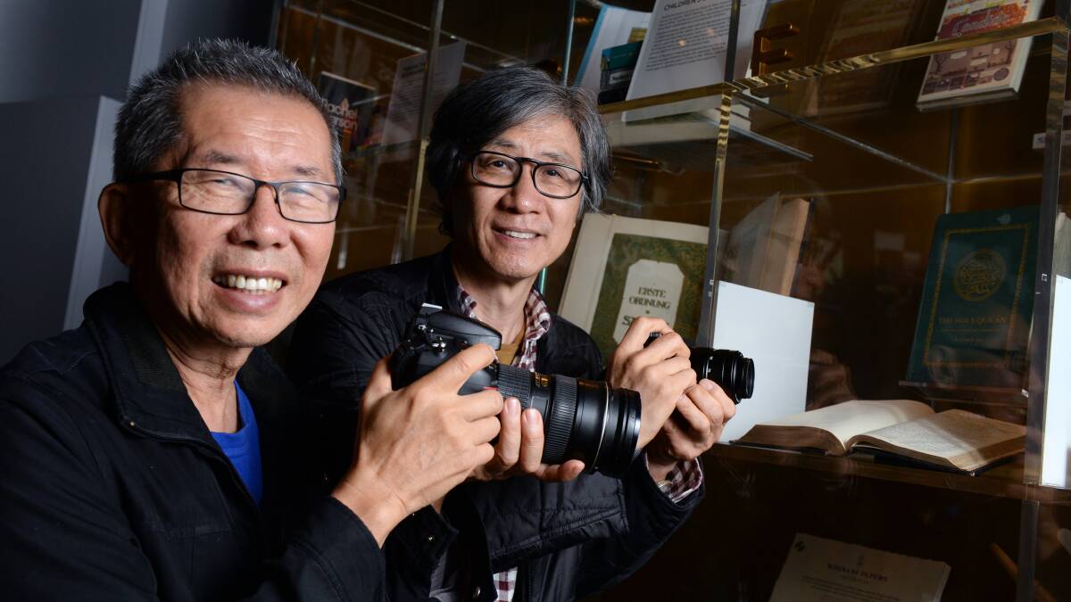 SNAPSHOT: William Yang and Koo Bohnchang are documenting Clunes’ history and relationship with Korea. PICTURE: KATE HEALY 