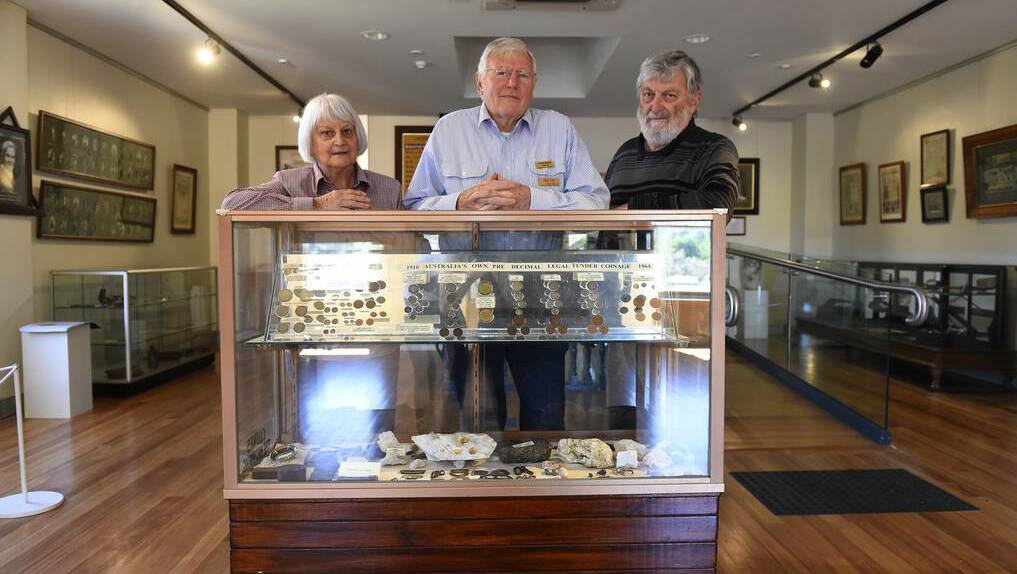 FINISHED: Clunes Museum curators Pat Cook and Phil Taig with security officer Rob Anderson at the revamped Clunes Museum. PICTURE: JUSTIN WHITELOCK 