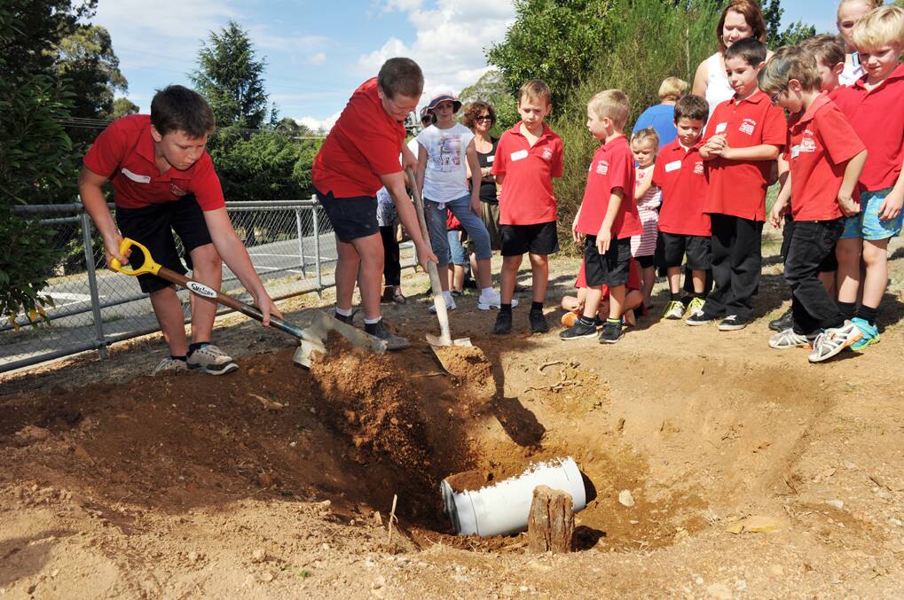 A time capsule was buried on the school grounds by students Brody Thomas and Brett Clarke.
