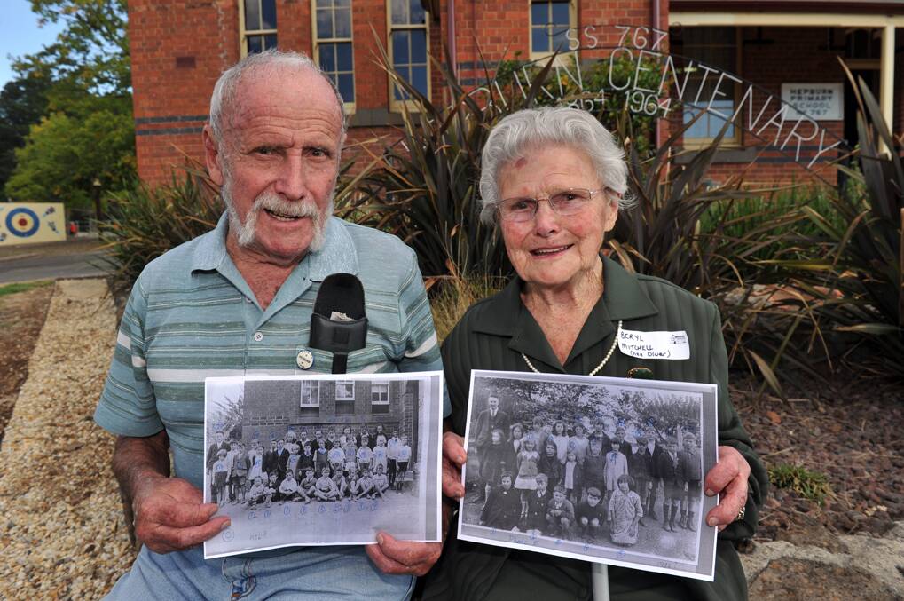 Former pupils, brother and sister Charlie Olver and Beryl Mitchell (nee Olver)
Beryl attended in 1928 and Charlie 1929.
Each hold photos of their respective classes.

Picture: JULIE HOUGH
