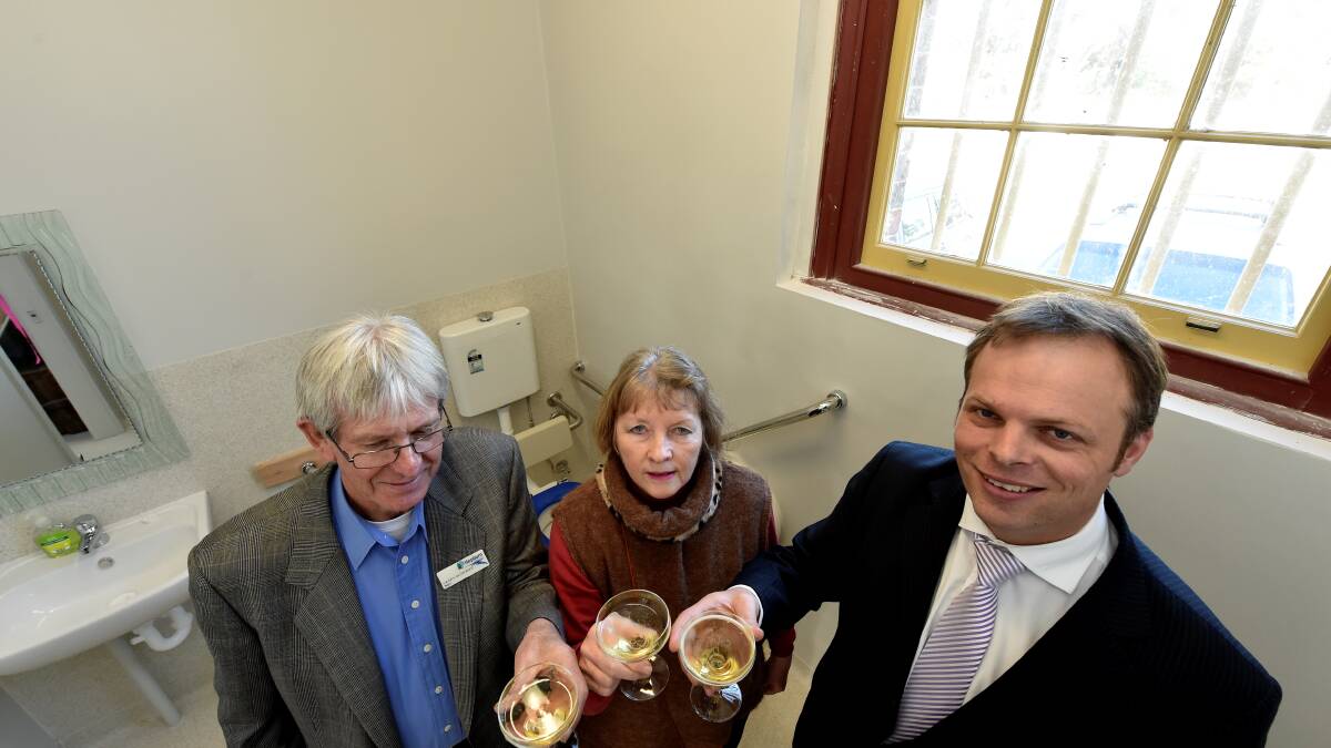 Grand Opening of the Creswick Goods Shed's toilets. Cr Don Henderson, Judy Henderson (Sec CRWA Inc) and David O'Brien MLC celebrate the new facilities which will allow more community groups to utilse the building.
PHOTO: JEREMY BANNISTER 