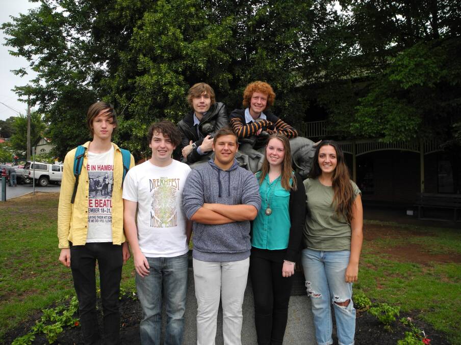 From left, (back) Josh Biggs, Angus Banks, Tim Bull, (front) Liam Kaye, Te Cooper, Sarah Watts and Sophie Forgo. Picture: Julie Atkins