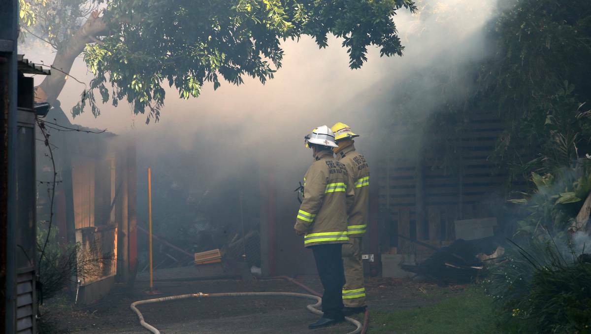 ILLAWARRA: Firefighters battle building blaze at Bulli. Picture: Kirk Gilmour