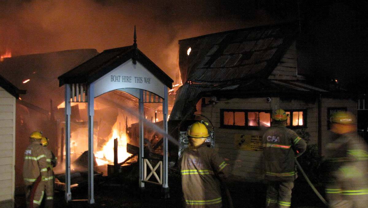 The Boathouse Cafe on fire. Picture: CFA