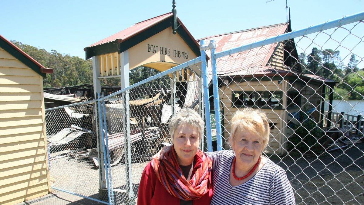 MEMORIES: Karen Harman, left, and Julia Meere visit the site where the Boathouse cafe was full of life.  Picture: Peter Weaving
