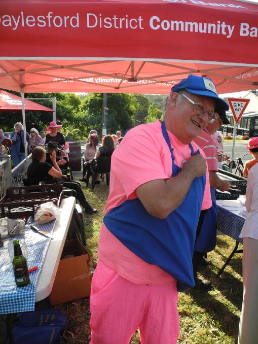 Daylesford Rotary member Danny Moynihan getting serious in pink