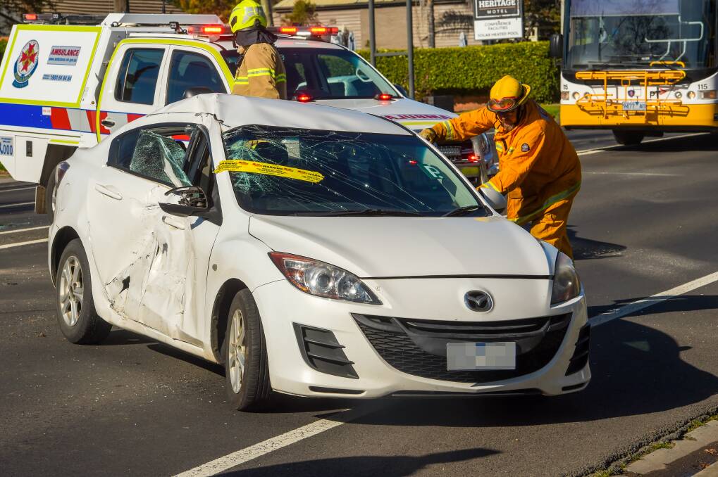 A car and small truck collided in Golden Square on Tuesday morning. Picture by Darren Howe
