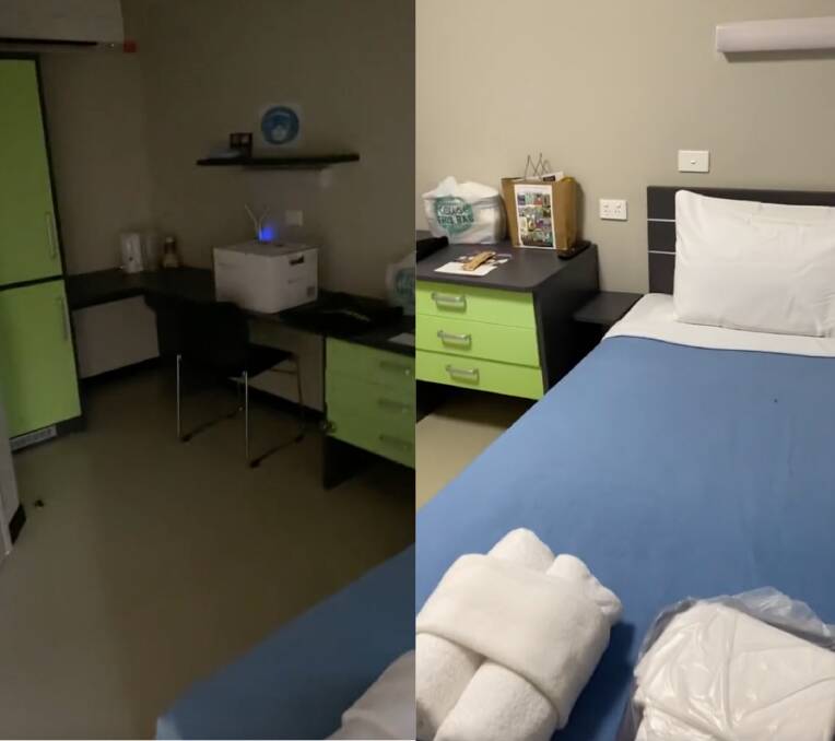 Seebohm's bedroom during her two week-quarantine at Howard Springs. Source: TikTok @emilyseebohm