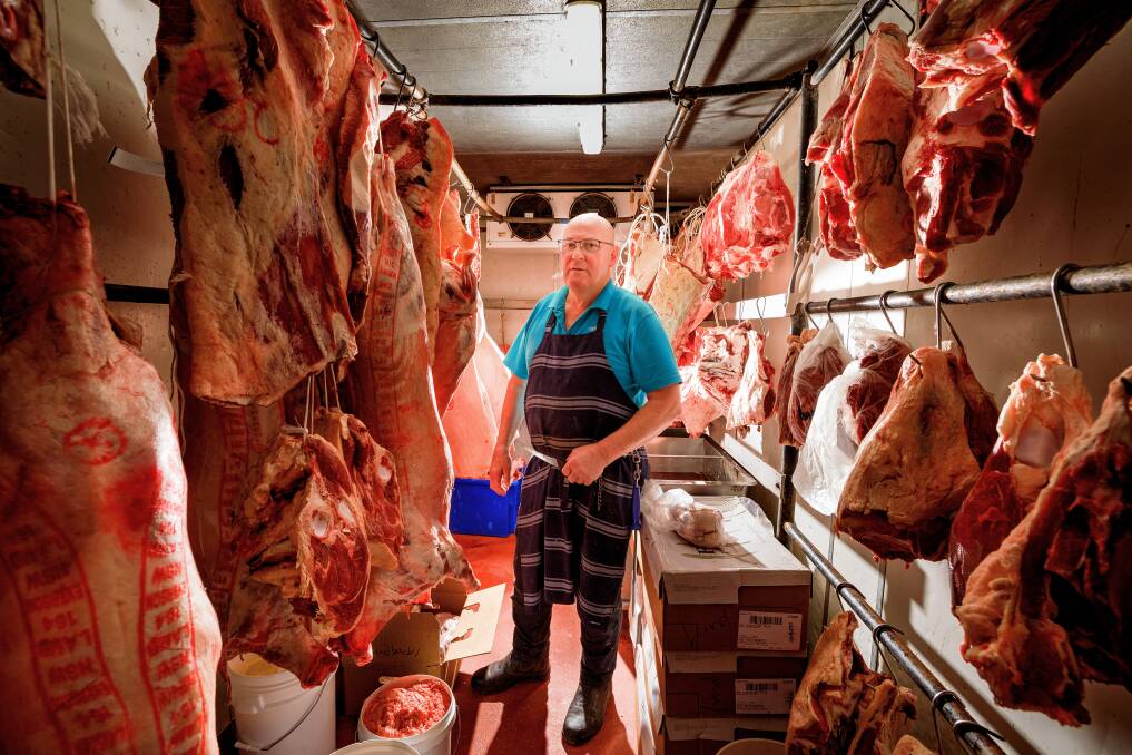 Queanbeyan, NSW butcher Peter Lindbeck says he expects a 20 per cent fall in meat prices by Christmas. Picture by Sitthixay Ditthavong