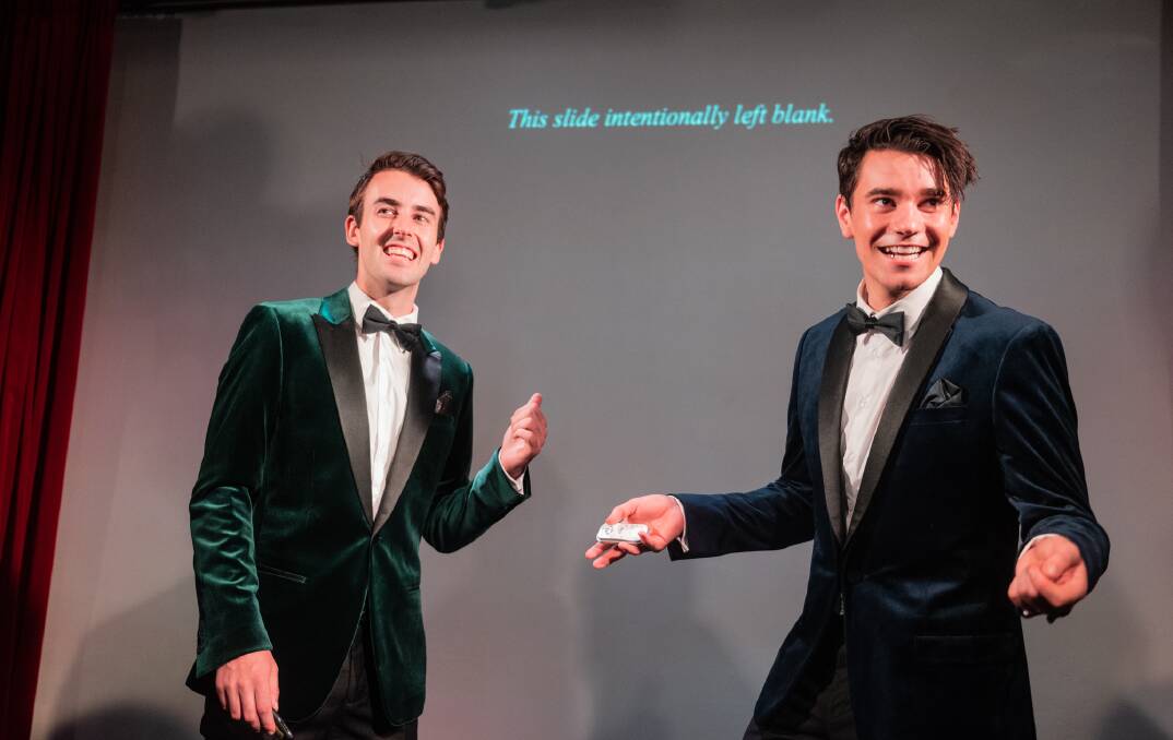 Ethan Cavanagh (right) and Sweeney Preston (left) performing Presentation is Everything. Picture by Nick Robertson