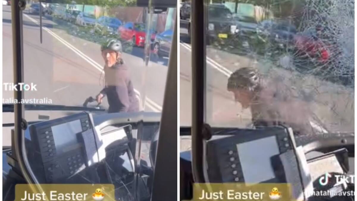 Watch terrifying moment man smashes bus window in road rage attack