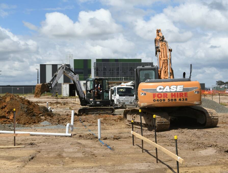 Work underway on the new Lucas Fire Station on Thursday. Picture: Lachlan Bence