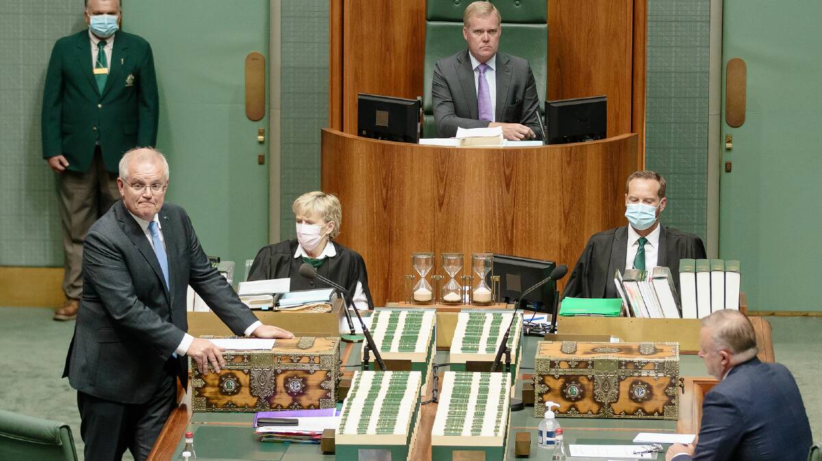 Prime Minister Scott Morrison speaks in Parliament recently. Picture: Sitthixay Ditthavong