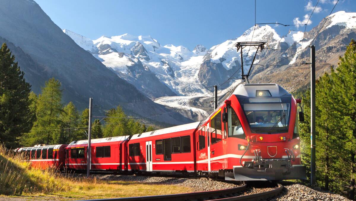 The Glacier Express … a slow, winding journey over the Swiss Alps. 
