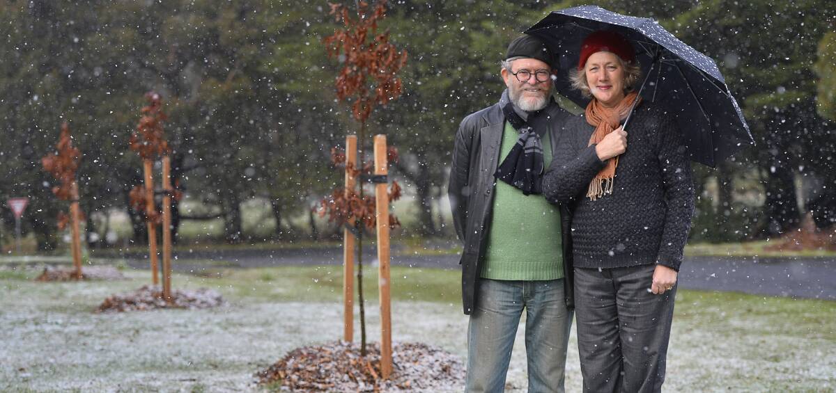 Streets ahead: Peter and Sally Young are thrilled about plans to beautify Trentham, including the planting of red oak saplings in their street. Picture: Dylan Burns