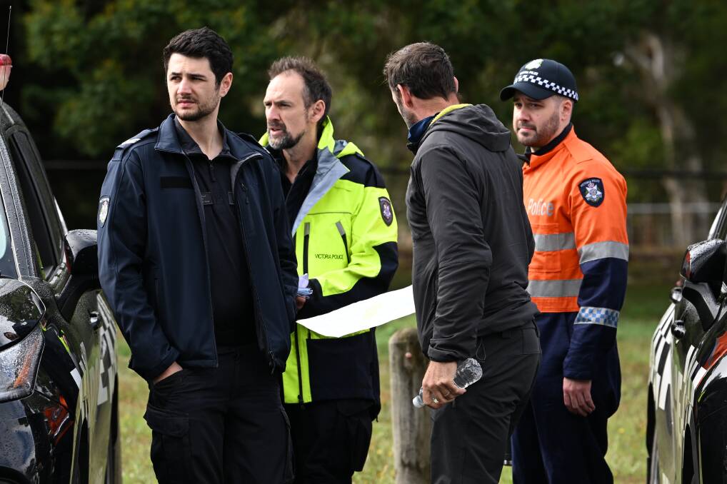 Police at the Napoleons Recreation Reserve to search for Samantha Murphy in the Enfield State Forest. Picture by Lachlan Bence