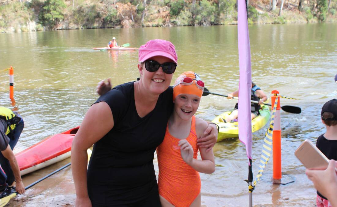 Daylesford's Chloe Work and her mother Bec after the Lake Daylesford swim.
