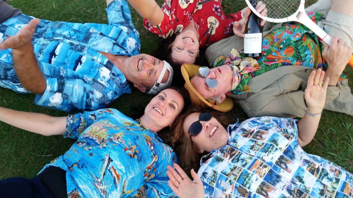 Hobson's Heroes donned Hawaiian shirts to enjoy some fun time at the end of season for Thursday twilight tennis at Daylesford Lawn Tennis Club.