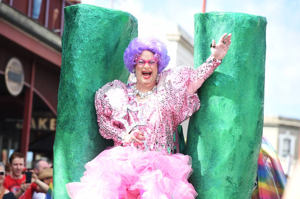 HELLO POSSUMS: "Dame Edna" entertains the crowds at last year's ChillOut Festival in Daylesford. Picture: Kate Healy