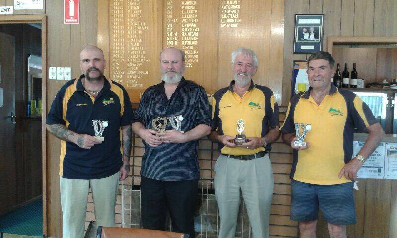 WINNERS: Clunes Golf Club members Dean Marshall, Ian Rowland, Lawrie Lees and Les Lockie with their trophies. Picture: Kevin Steart