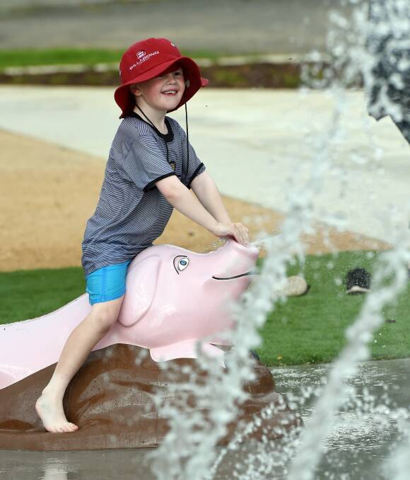 Enjoying summer: Six-year-old Creswick resident Jack Petch makes the most of the town's splash park back in December 2016.  New shade sails will be installed at the site this year.  Picture: Kate Healy. 